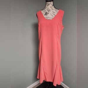 Elegant Coral Sleeveless Dress